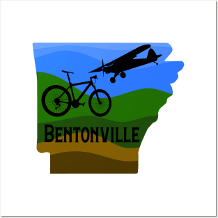 Bentonville Arkanas Design with Mountain Bike and Airplane Posters and Art